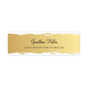 Etiqueta Elegante profesional Gold White Script Lujoso