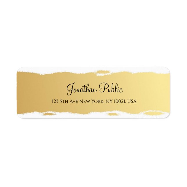 Etiqueta Elegante profesional Gold White Script Lujoso (Frente)