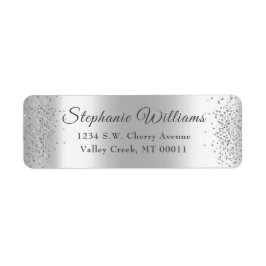 Etiqueta Elegante Purpurina de Relieve metalizado plateado 