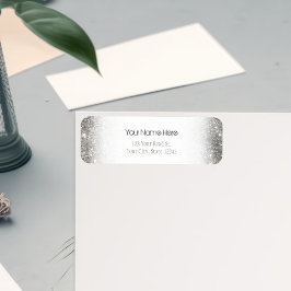 Etiqueta Elegante Purpurina plateado Glitz Photo