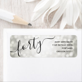 Etiqueta Elegante Purpurina plateado ilumina 40 cumpleaños