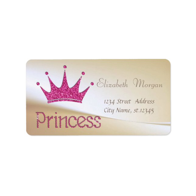 Etiqueta Elegante Purpurinoso Tiara Princess (Frente)