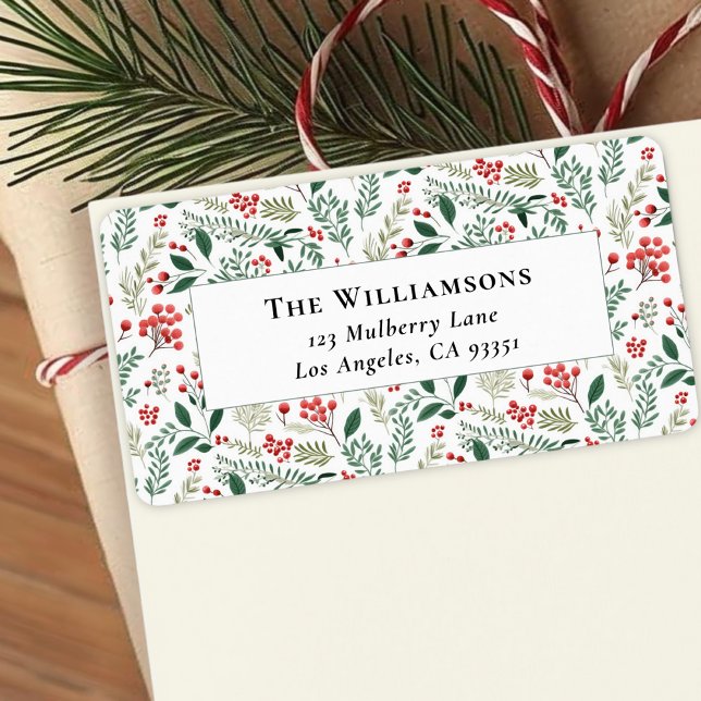 Etiqueta Elegante Red Holly Berry Greeneration Dirección de (Subido por el creador)