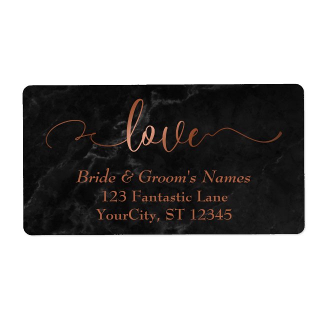 Etiqueta Elegante Relieve metalizado de cobre falso, guión  (Frente)