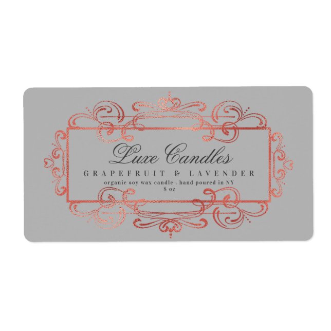 Etiqueta Elegante Relieve metalizado dorado Rosa Lujoso Pro (Frente)