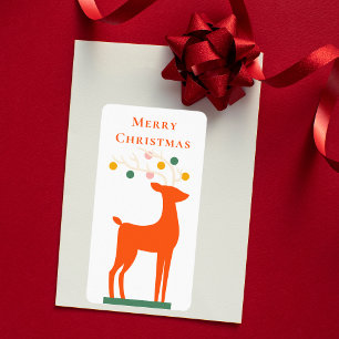 Etiqueta Elegante Reno de Navidad nórdico moderno simple
