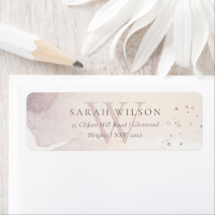 Etiqueta Elegante Resumen Oro Púrpura Dirección Monograma