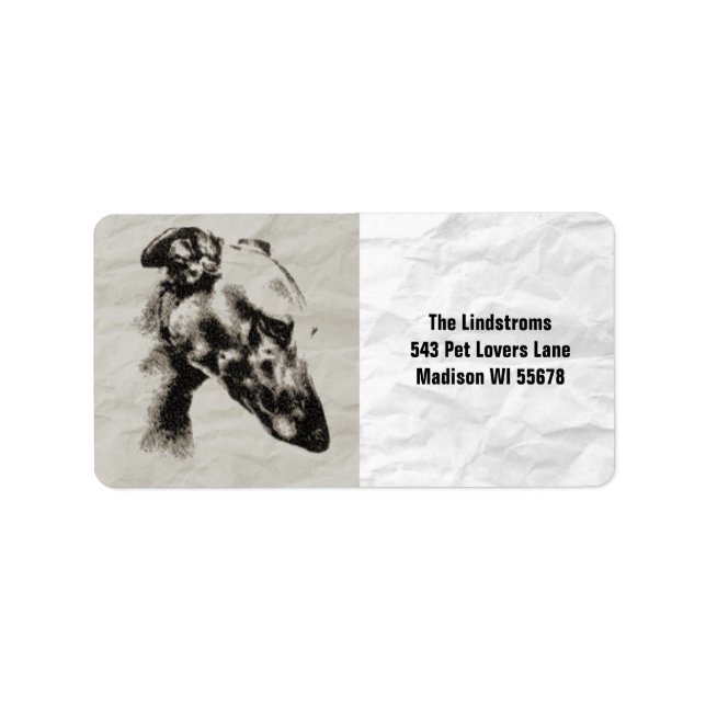 Etiqueta Elegante retrato de Greyhound en Sepia (Frente)