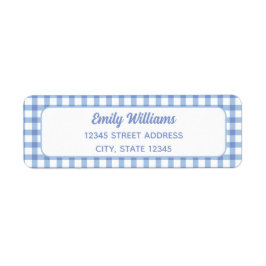 Etiqueta Elegante Retro Cute Baby Blue Gingham