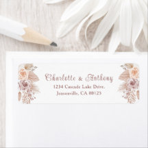 Elegante Rosa Boda de guión de Boho de oro