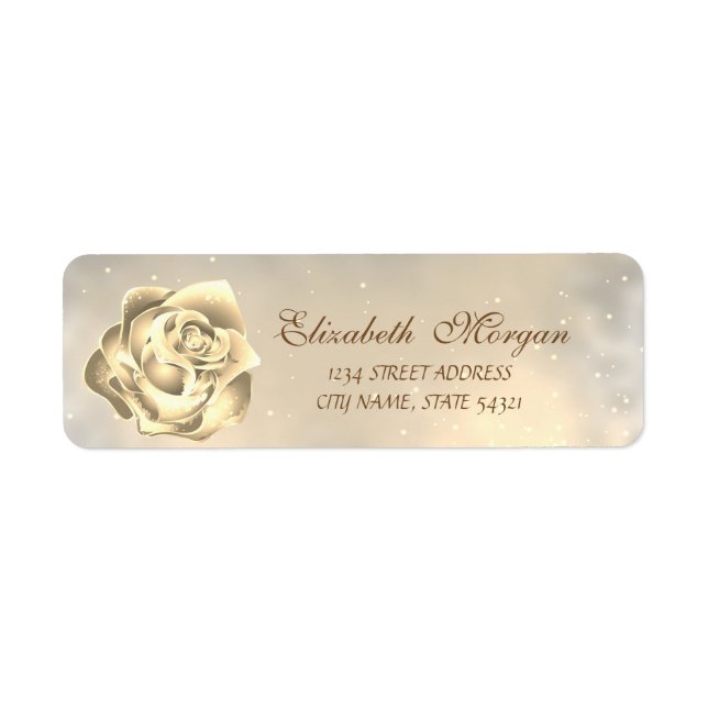 Etiqueta Elegante rosa dorada moderna Dirección (Frente)