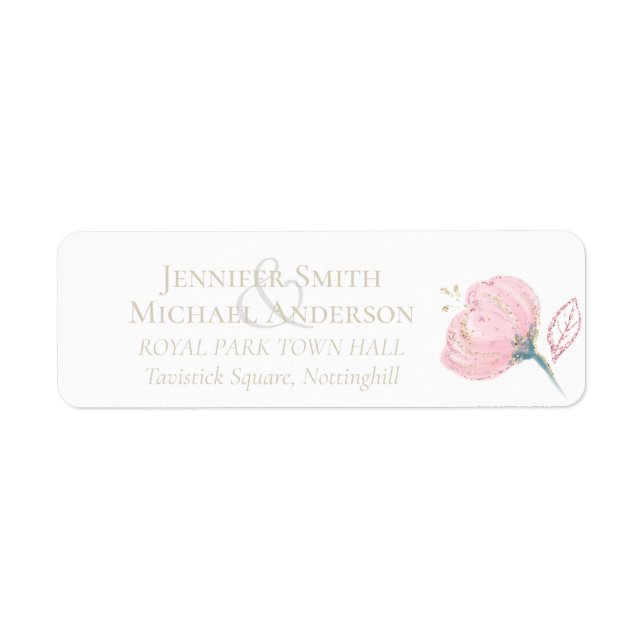Etiqueta Elegante Rosa Oro Moderno Boda Sparkle (Frente)