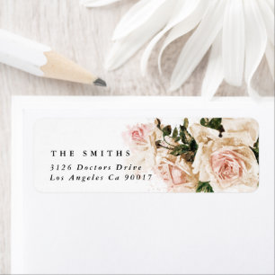 Etiqueta Elegante Rosa Romance Boda Return Address