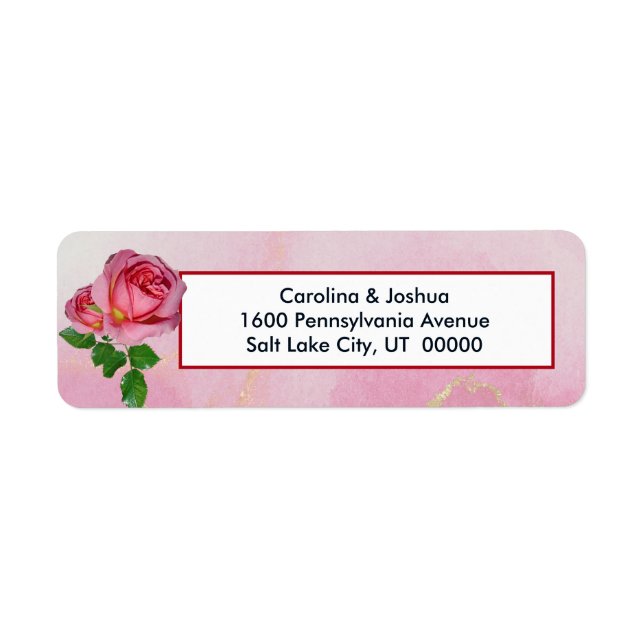 Etiqueta Elegante rosa rosa Bouquet Floral (Frente)