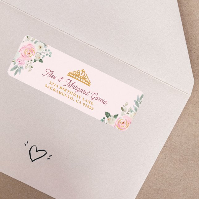 Etiqueta Elegante Rosa Rosa de acuarela de oro Quinceanera (Subido por el creador)