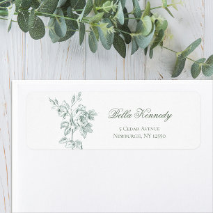 Etiqueta Elegante Rosa Verde Sage Romántica