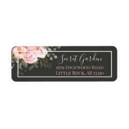 Etiqueta Elegante Rosado Floral Rosas Dirección Moderna