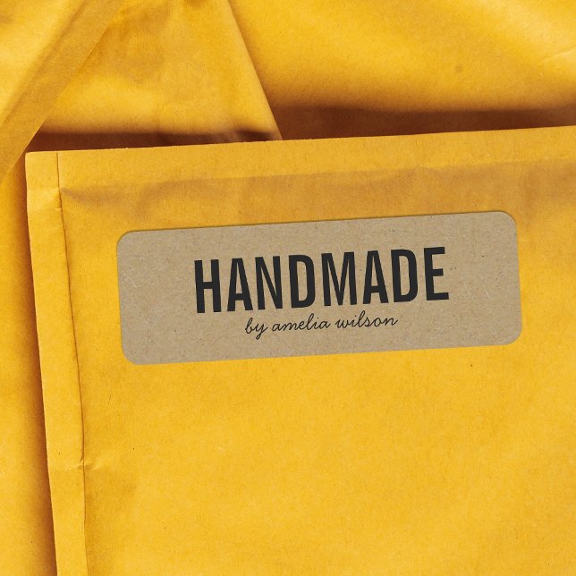 Etiqueta Elegante Rustic Bold Handmade Faux Kraft (Subido por el creador)