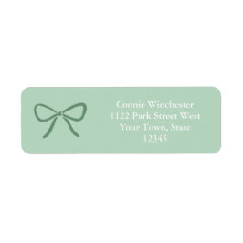 Etiqueta Elegante Sage Green Bow White Text Return Address