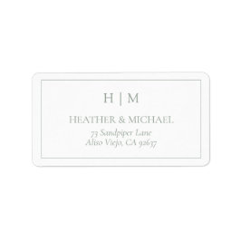 Etiqueta Elegante Sage Green Monogram Return Address