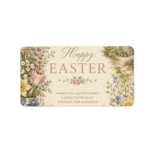 Etiqueta Elegante saludo de Pascua del campo francés vintag