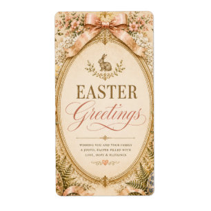 Etiqueta Elegante saludo de Pascua, estilo botánico vintage