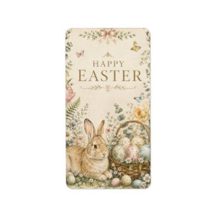 Etiqueta Elegante saludo de Pascua, estilo porcelana azul y