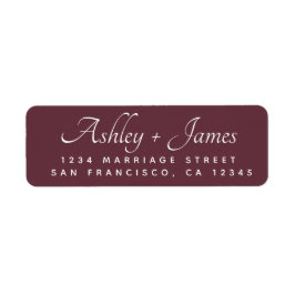 Etiqueta Elegante Script Burgundy Boda Return Address