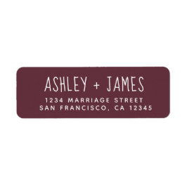 Etiqueta Elegante Script Burgundy Boda Return Address