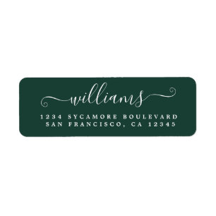 Etiqueta Elegante Script Dark Green Family Return Address