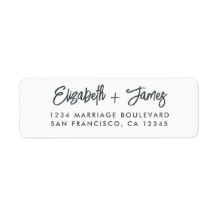 Etiqueta Elegante Script Dirección de retorno de Boda blanc
