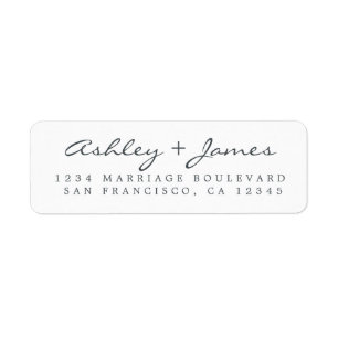 Etiqueta Elegante Script Dirección de retorno de Boda blanc