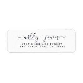 Etiqueta Elegante Script Dirección de retorno de Boda blanc