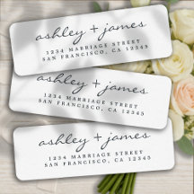 Elegante Script Dirección de retorno de Boda blanc