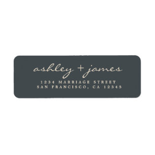 Etiqueta Elegante Script Dirección de retorno de Boda de ma