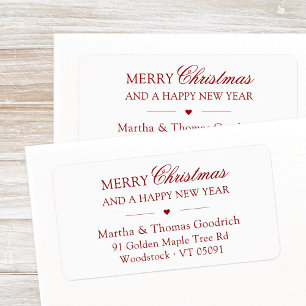 Etiqueta Elegante Script Feliz Navidad Dirección de Regreso