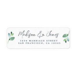 Etiqueta Elegante Script Foliage Boda Return Address