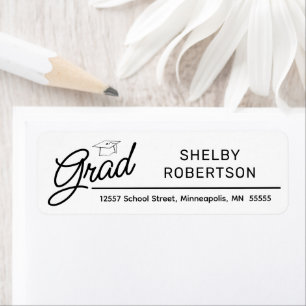 Etiqueta Elegante Script Grad Graduate Return Address
