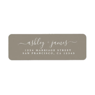 Etiqueta Elegante Script Gray Boda Return Address