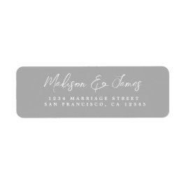 Etiqueta Elegante Script Gray Boda Return Address