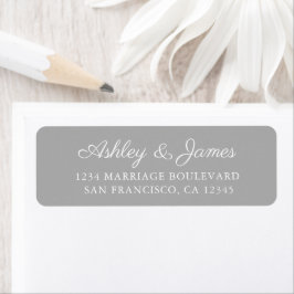 Etiqueta Elegante Script Gray Boda Return Address