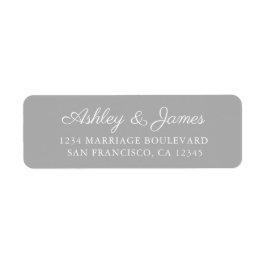 Etiqueta Elegante Script Gray Boda Return Address