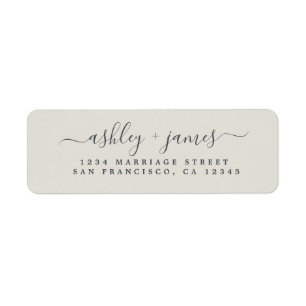 Etiqueta Elegante Script Gray Boda Return Address