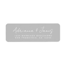 Elegante Script Gray Boda Return Address