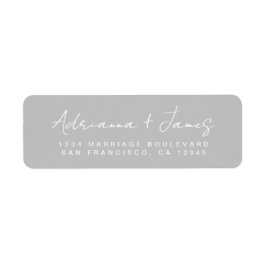 Etiqueta Elegante Script Gray Boda Return Address