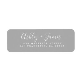 Etiqueta Elegante Script Gray Boda Return Address