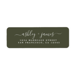 Etiqueta Elegante Script Olive Green Boda Return Address