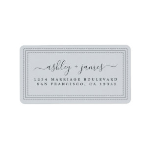 Etiqueta Elegante Script Pastel Blue Boda Dirección de reto