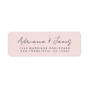 Etiqueta Elegante Script Pastel Boda rosa Dirección de reto