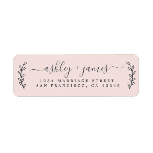 Etiqueta Elegante Script Pastel Boda rosa Dirección de reto